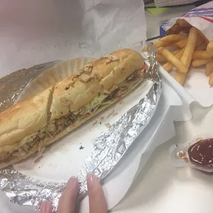 Chicken cheesesteak with fries ($12)