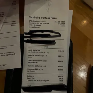 menu