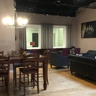  the living room and dining area