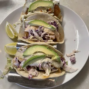 Trout, cod, shrimp tacos