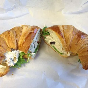 Chicken salad on a croissant.