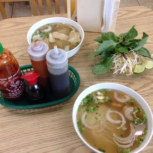 The chicken pho is better than the shrimp pho