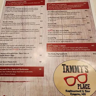 Tammy's Place Menu
