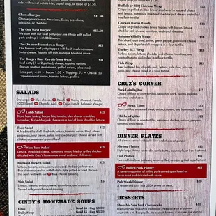 a menu for a restaurant