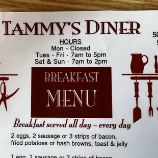 breakfast menu