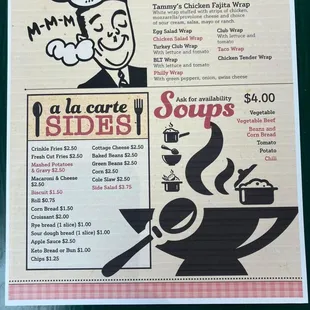 a menu for a restaurant