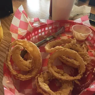 onion rings and ketchup