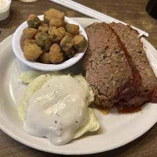 Meat Loaf w/Mashed potatoes &amp; Okra