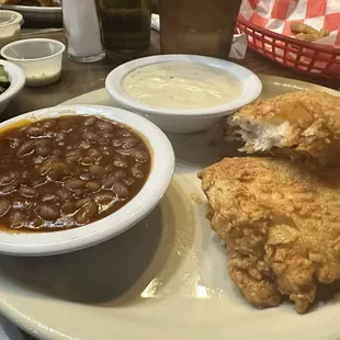 Chicken Fried Chicken w/Baked Beans