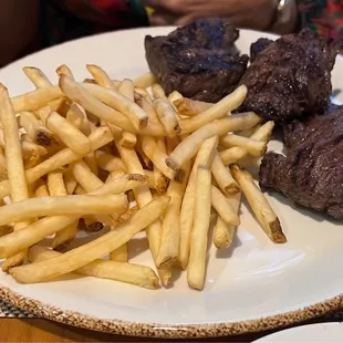 Grilled marinated Steak tips with fries