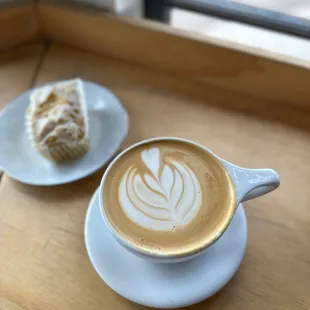 Lemon olive oil cake and sage honey latte