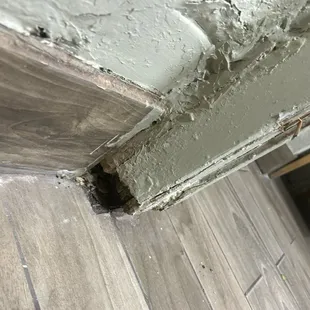 The floor/door jam of the bathroom