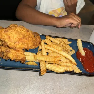 Kids chicken tenders meal with french fries