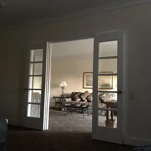 View of living room from bed