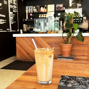 Iced Latte facing the counter