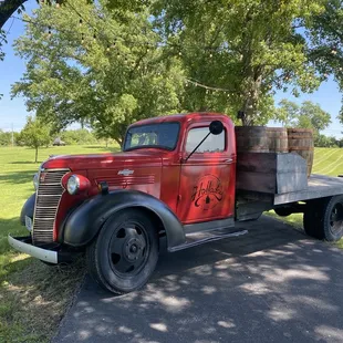 an old red truck