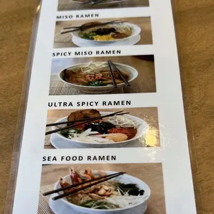 Ramen Types Menu