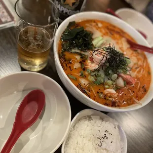 Sea food Ramen spicy large but to much. Delicious