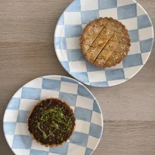 Dubai chocolate tart and the date tart