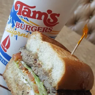 Tams Burger in Yucaipa,California has a super delicious steak sandwich plate-unbelievably delicious!
