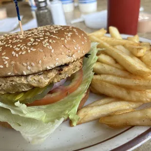 Veggie patty burger!