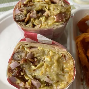 Cross section of the breakfast burrito