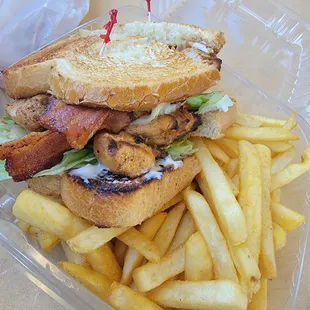Grilled chicken club combo with seasoned fries