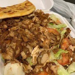 So hard to chew ! Chicken looks like it's been sitting in oil