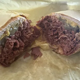 Delicious pastrami sandwich.