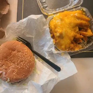 Burger and chilli cheese fries.