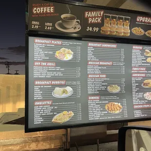 Current menu prices