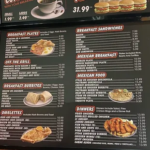 a menu for a family pack
