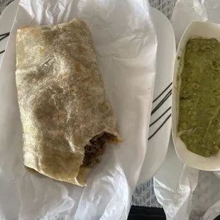 Carne Sada burrito. Comes with the side guacamole.