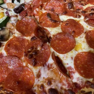 Half veggie half Pepperoni Lover Pizza