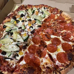 Half veggie half Pepperoni Lover Pizza