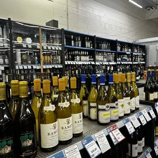 bottles of wine on shelves