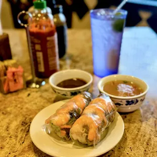 Shrimp and pork spring rolls