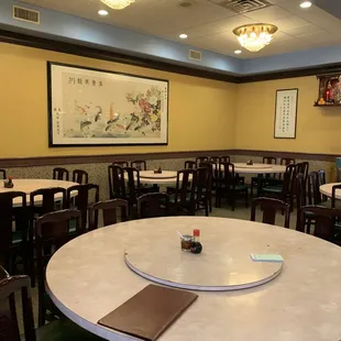 tables and chairs in a restaurant