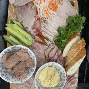 meat and vegetables on a cutting board