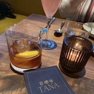 Tana Old Fashioned and Think Pink cocktail