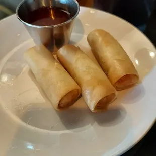 Spring rolls, there were 5 of them but some had already been snatched off the plate before I got the photo.