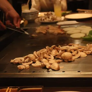 Cutting up some shrimp