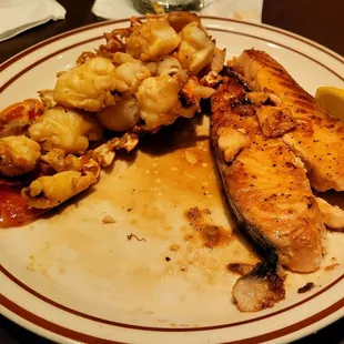 Lobster &amp; Salmon for my meal.