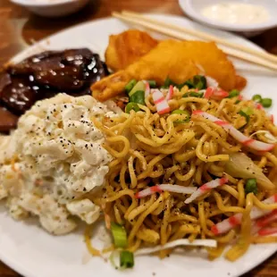 Dinner @Tanaka Saimin; 7/5/2024. I ordered the Dinner Combo w/two Choices, Shrimp Tempura &amp; Teri Pork.