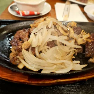 Dinner @Tanaka Saimin; 9/14/2024. 1st time ordereding the Sizzling Steak Platter, I liked it, kinda wished da Onions were more burnt! LOL.