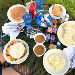 Food for two people.  Large portions and tasty!
