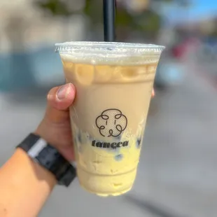 Osmanthus milk Tea w/ puff cream &amp; boba 8/22