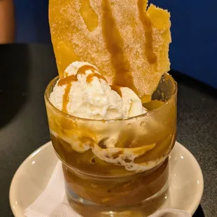 Apple cobbler and ice cream