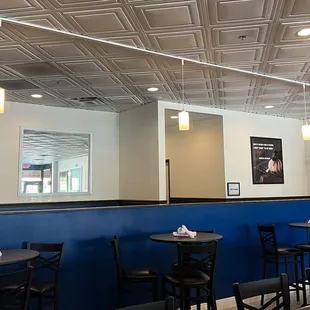 tables and chairs in a restaurant