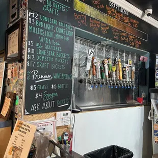 Beer on tap selection.